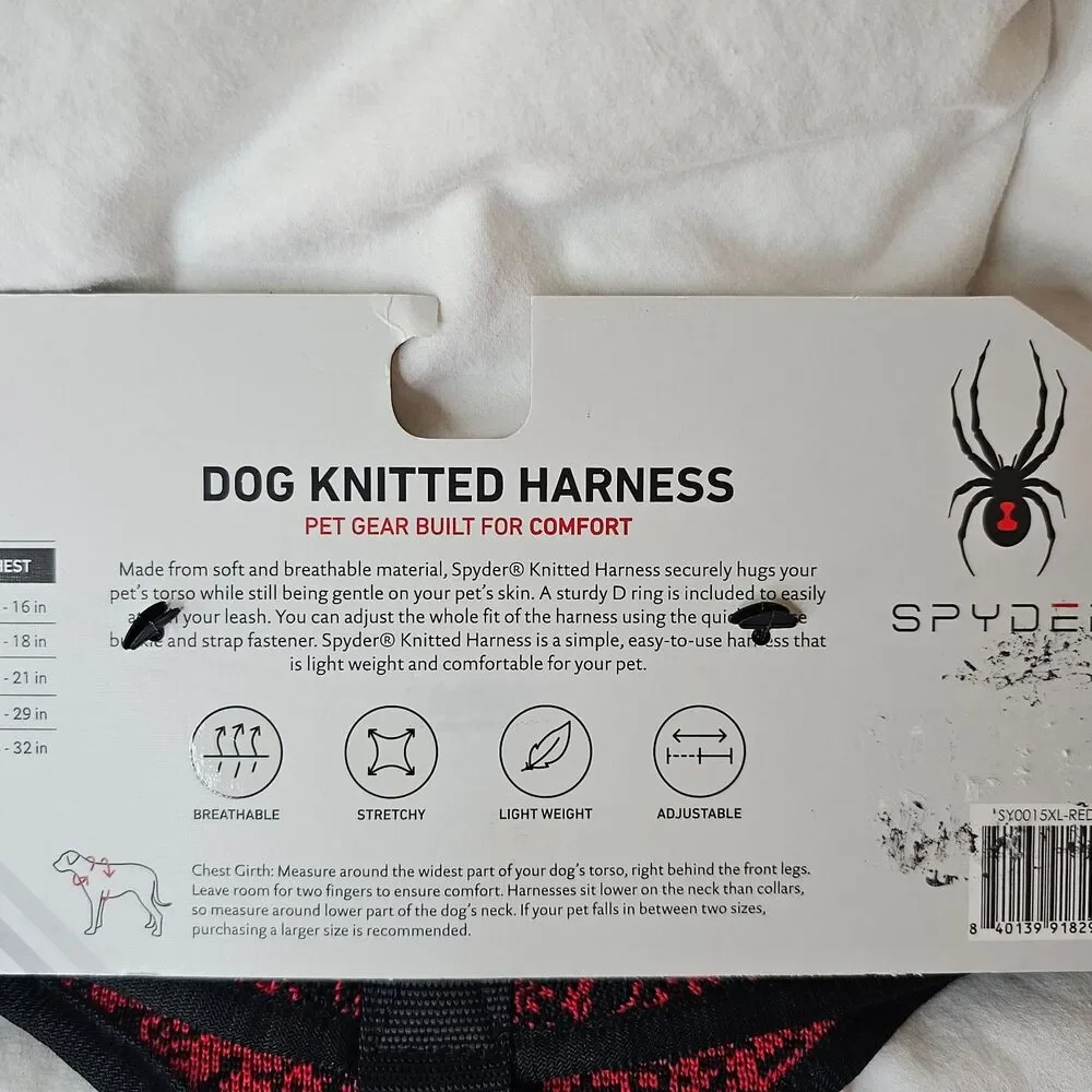NWT Spyder Dog Harness XL Red Black No-Pull Knitted Mesh Comfort Pet Vest